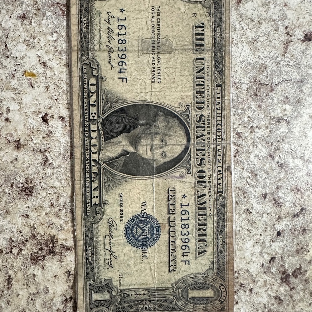 1935 E silver one dollor certificate rare